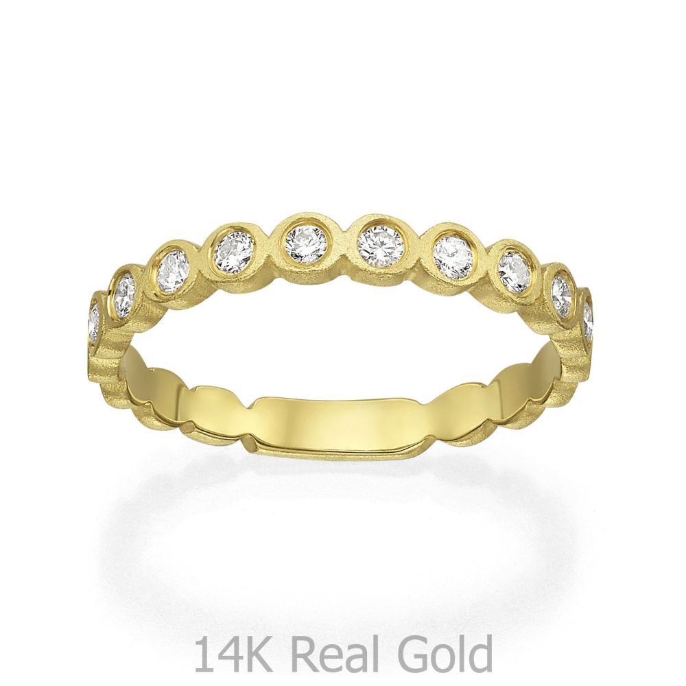 תכשיטי יהלומים | טבעת יהלומים מזהב צהוב 14 קראט -  אשלי 