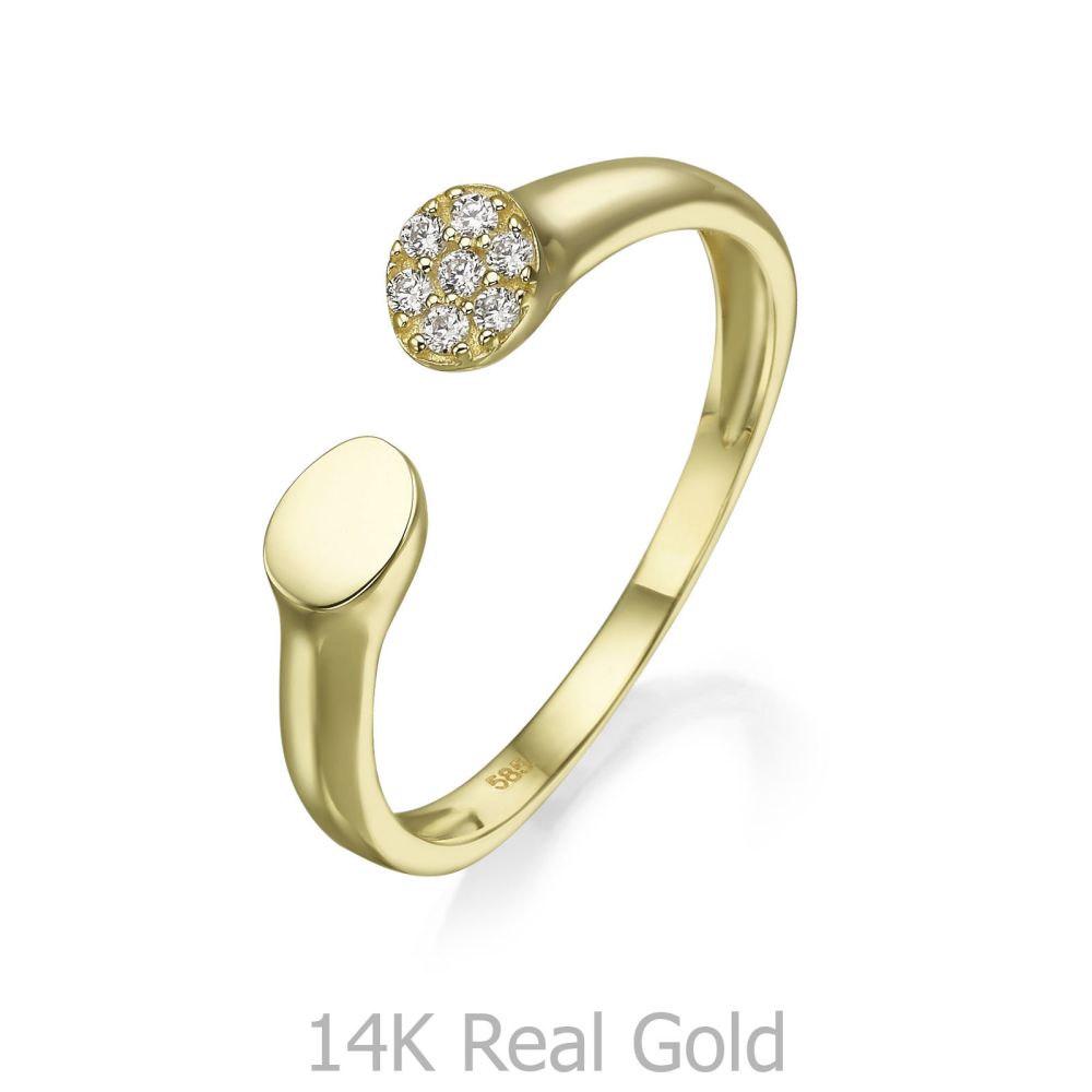 תכשיטי זהב לנשים | טבעת פתוחה מזהב צהוב 14 קראט - סלין