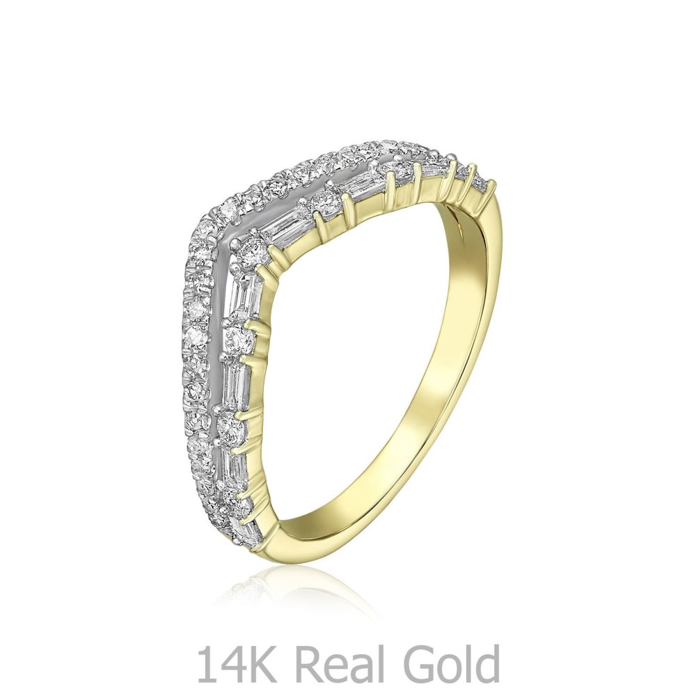 תכשיטי יהלומים | טבעת יהלומים מזהב צהוב 14 קראט - קייט