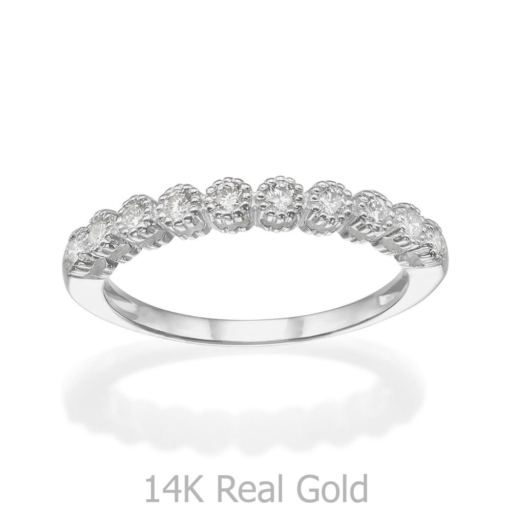 תכשיטי יהלומים | טבעת יהלום מזהב לבן 14 קראט - איזבל