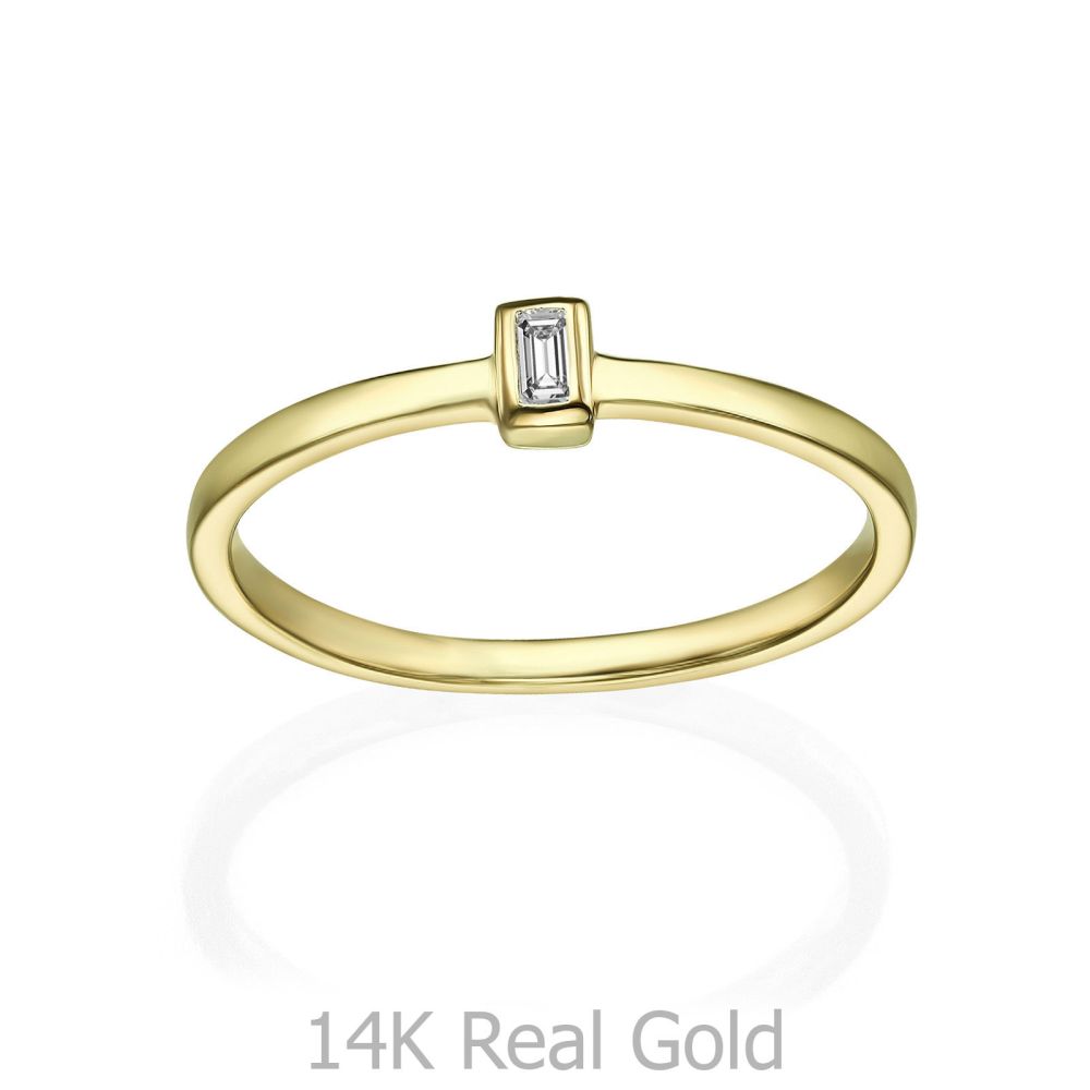 תכשיטי יהלומים | טבעת יהלומים מזהב צהוב 14 קראט - טאי