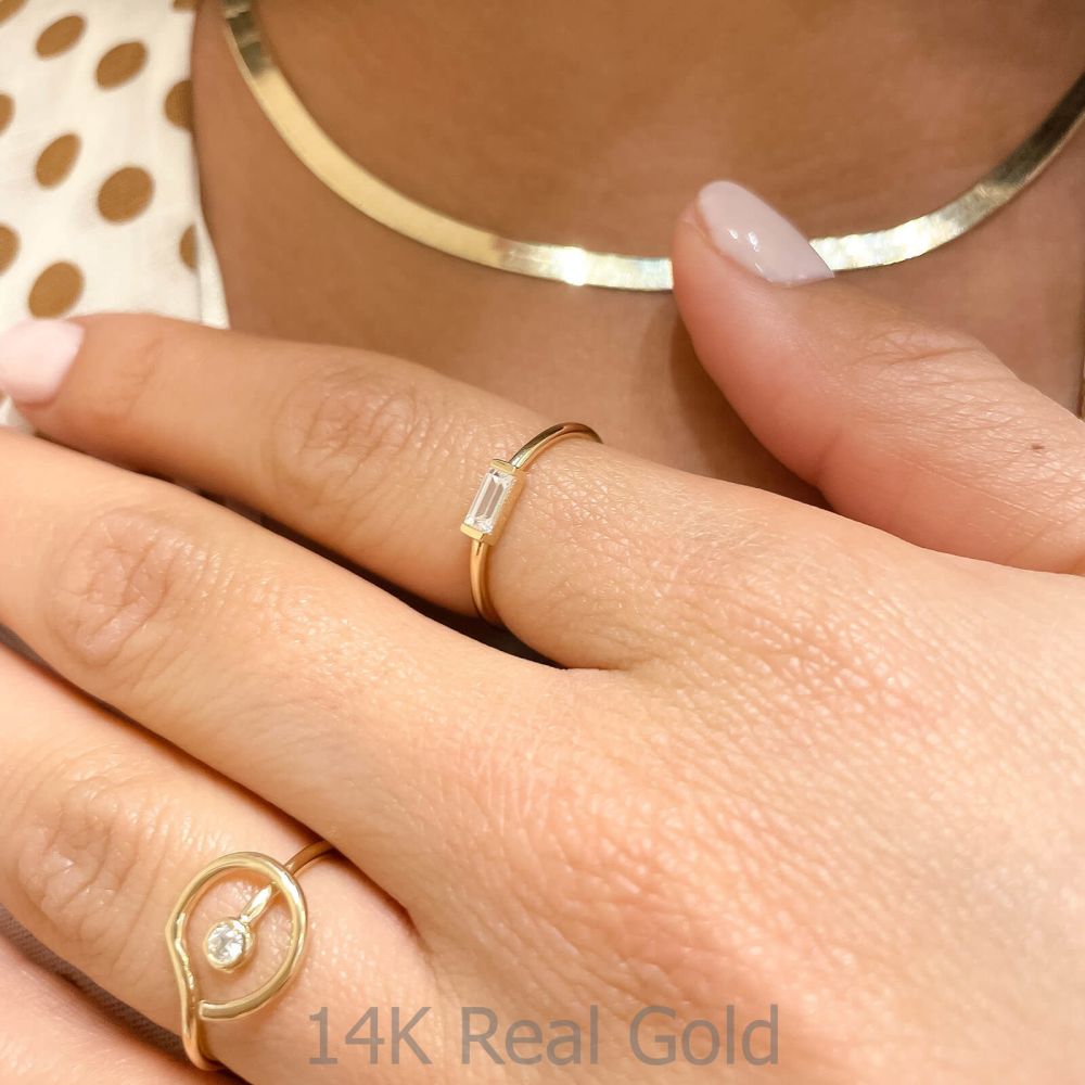 טבעות זהב | טבעת לנשים מזהב צהוב 14 קראט - לקסי בהירה