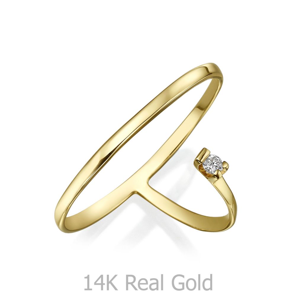 תכשיטי יהלומים | טבעת יהלום מזהב צהוב 14 קראט - פורטונה