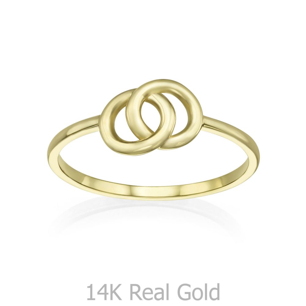 תכשיטי זהב לנשים | טבעת מזהב צהוב 14 קראט - עיגולי ג'ין