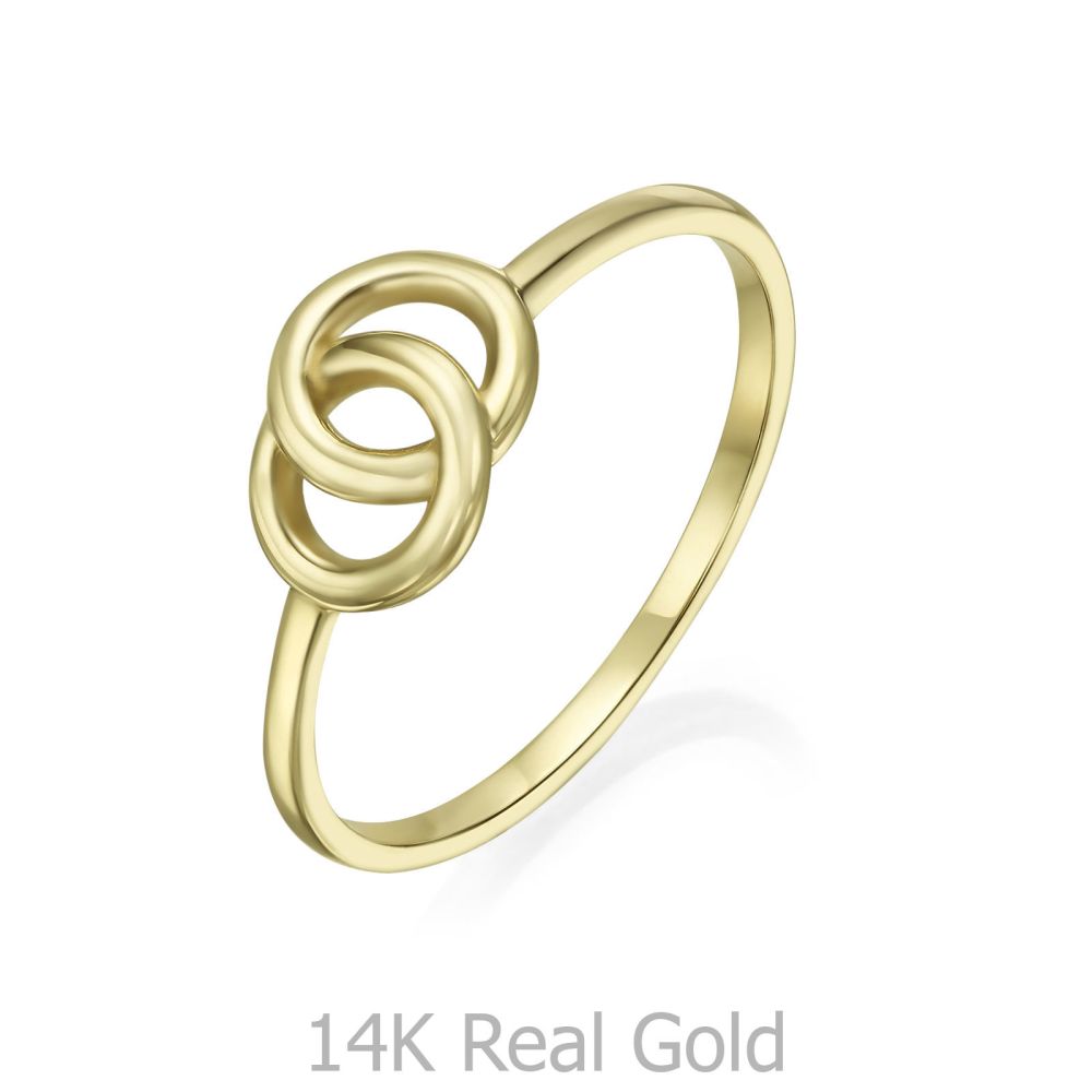 תכשיטי זהב לנשים | טבעת מזהב צהוב 14 קראט - עיגולי ג'ין