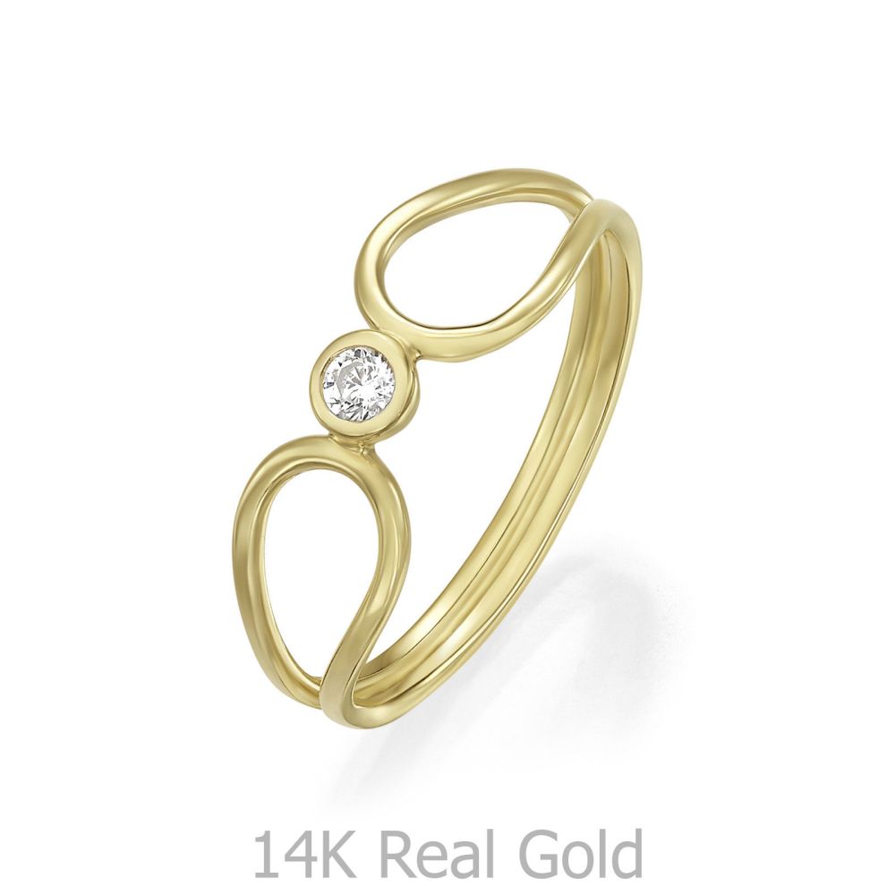 טבעות זהב | טבעת לנשים מזהב צהוב 14 קראט - אריאל