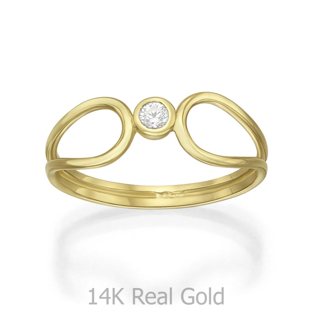 טבעות זהב | טבעת לנשים מזהב צהוב 14 קראט - אריאל