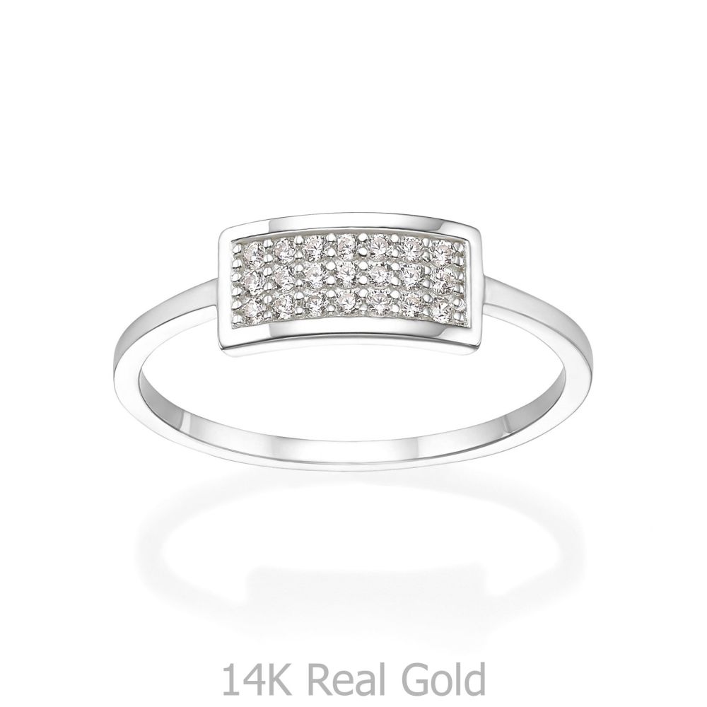 תכשיטי זהב לנשים | טבעת מזהב לבן 14 קראט -   מרלין