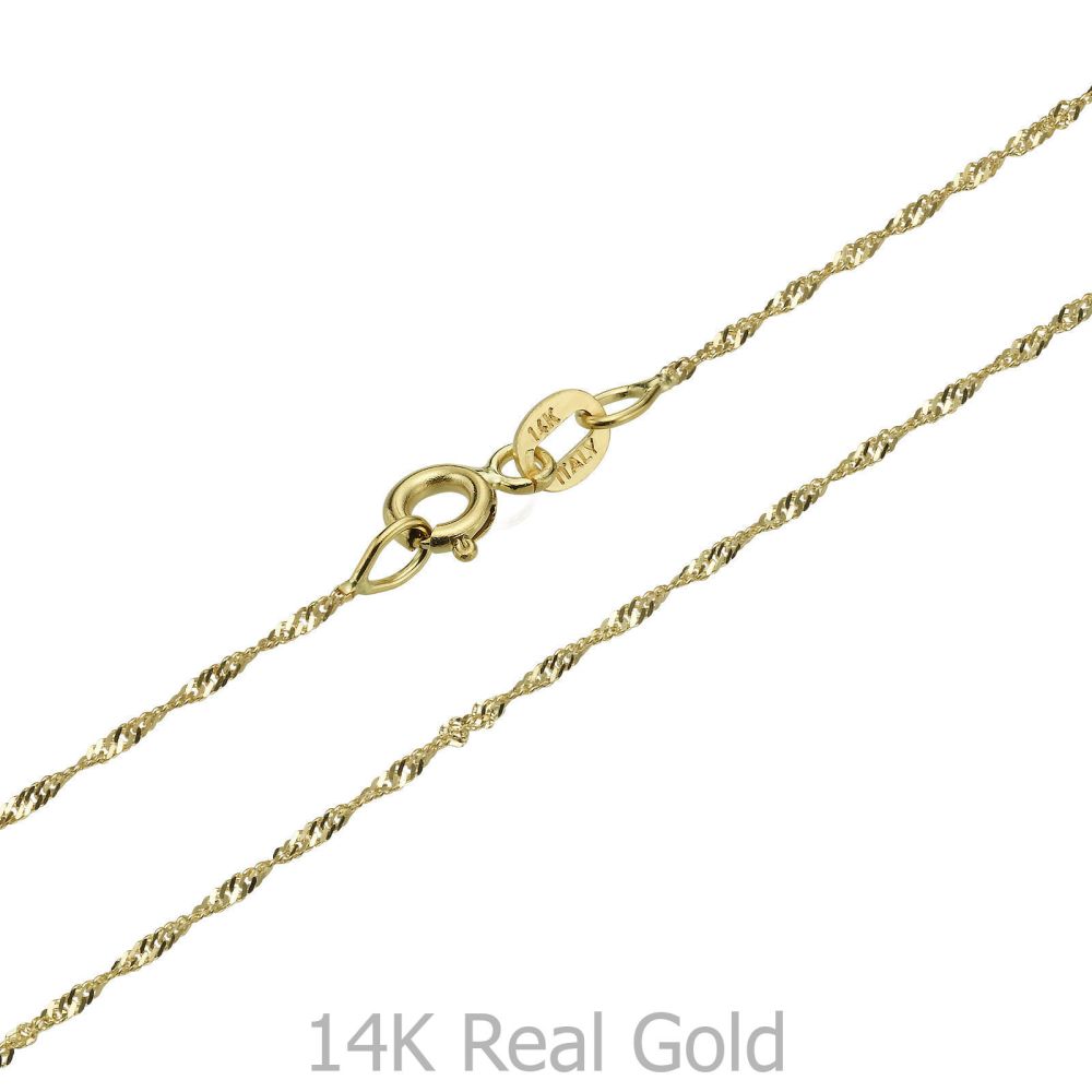 תכשיטים לגבר | שרשרת זהב צהוב 14 קראט לגבר, מדגם סינגפור 1.6 מ