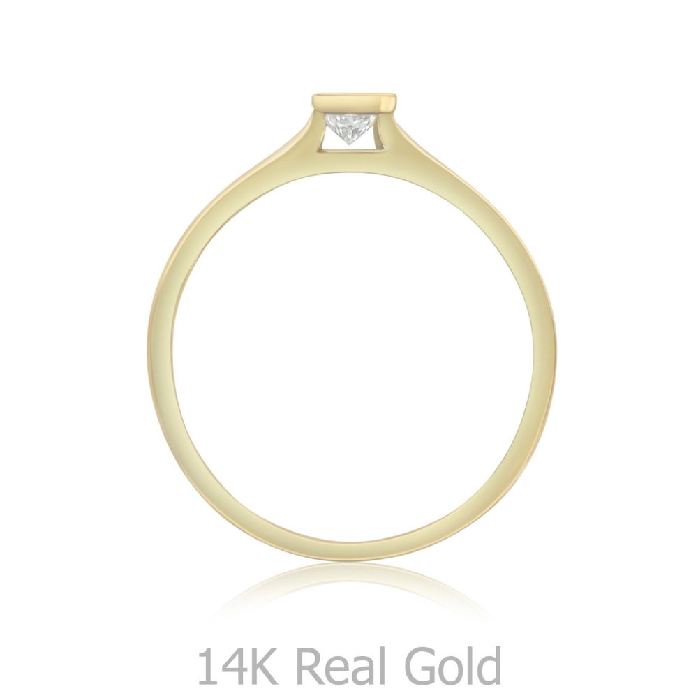 תכשיטי יהלומים | טבעת יהלום טיפה מזהב צהוב 14 קראט - טיפה