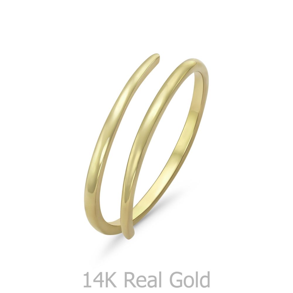טבעות זהב | טבעת לנשים מזהב צהוב 14 קראט - ספירלה חלקה
