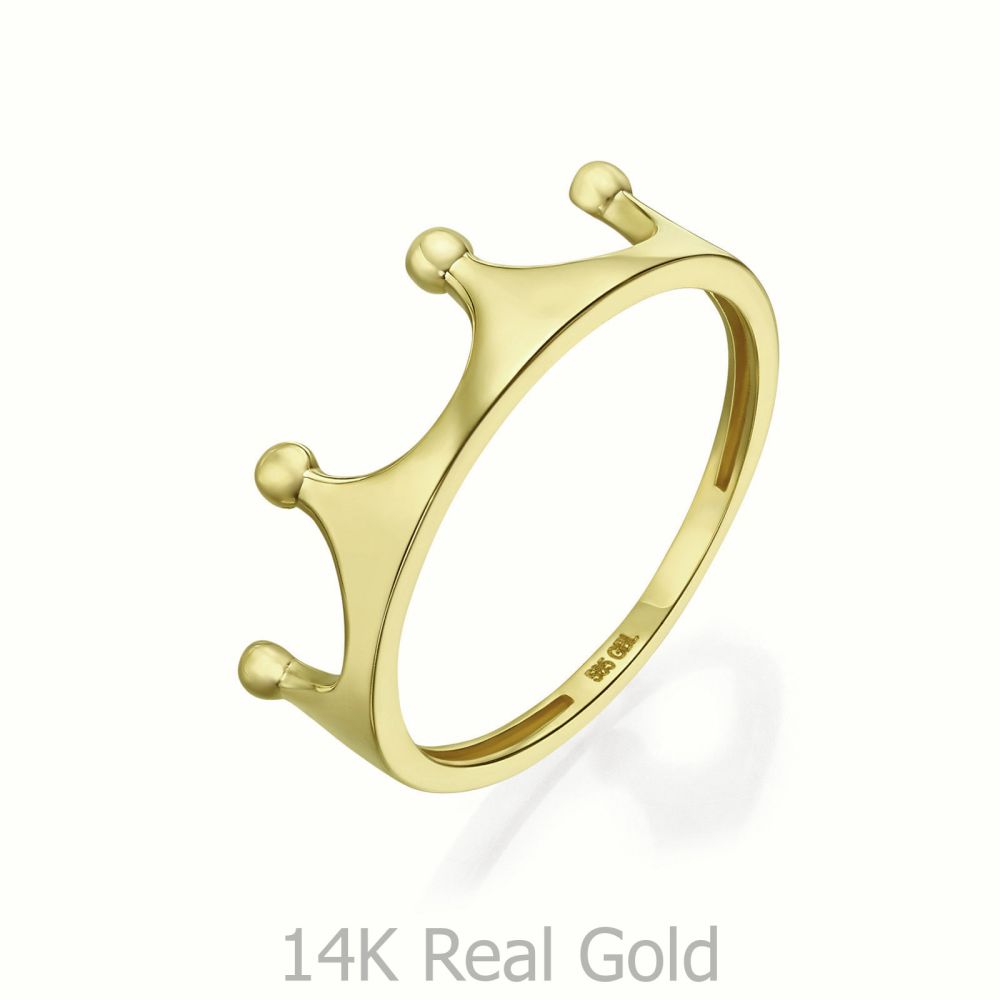 תכשיטי זהב לנשים | טבעת מזהב צהוב 14 קראט - כתר