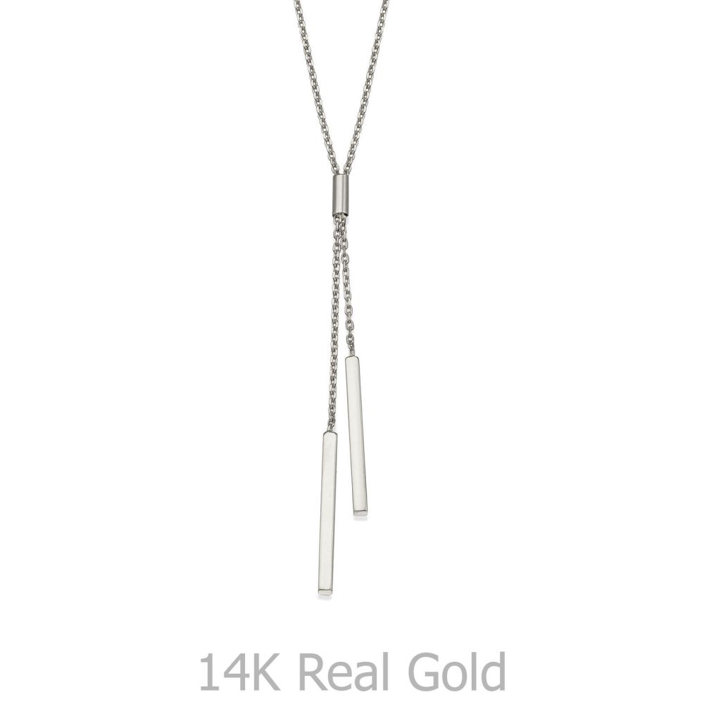תכשיטי זהב לנשים | תליון ושרשרת מזהב לבן 14 קראט - לריאט