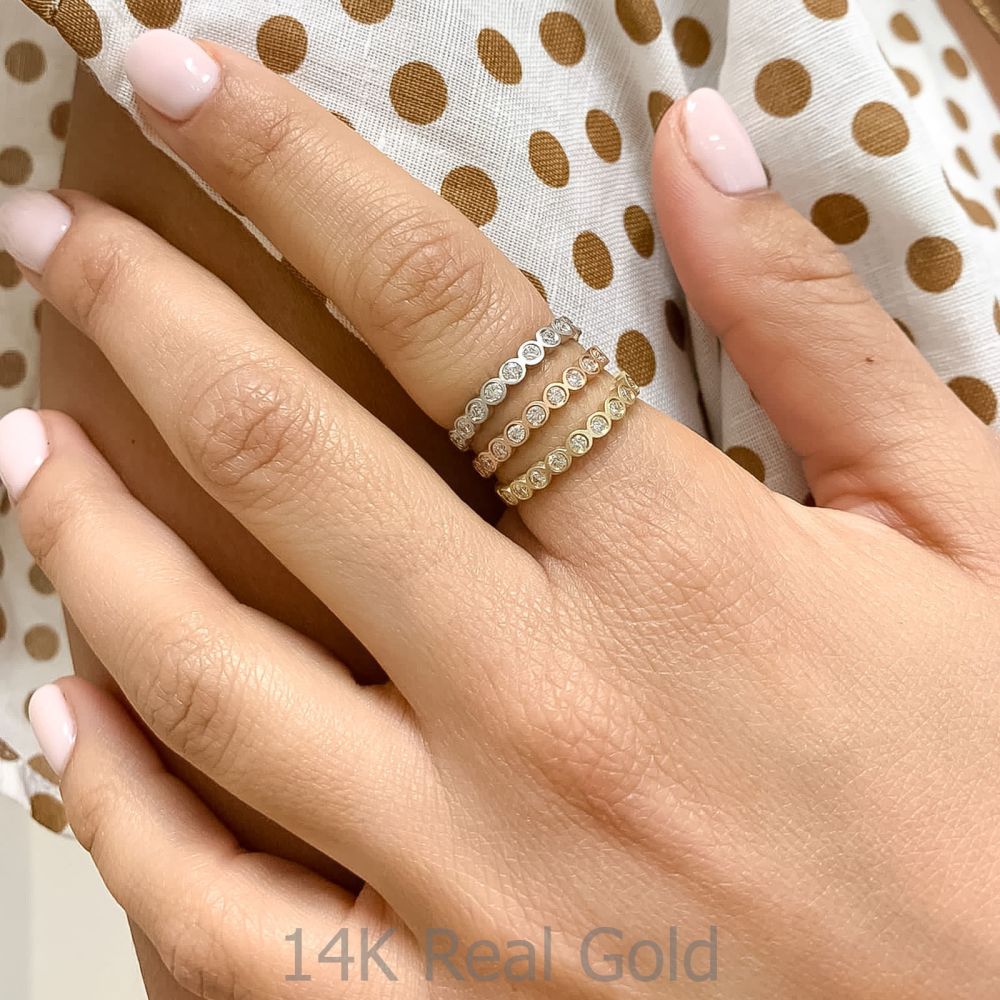 תכשיטי יהלומים | טבעת יהלומים מזהב לבן 14 קראט -  אשלי 