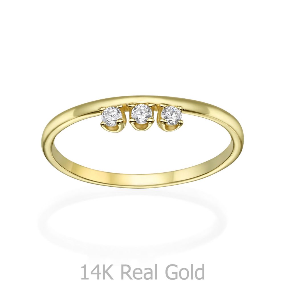 תכשיטי זהב לנשים | טבעת מזהב צהוב 14 קראט - טריניטי