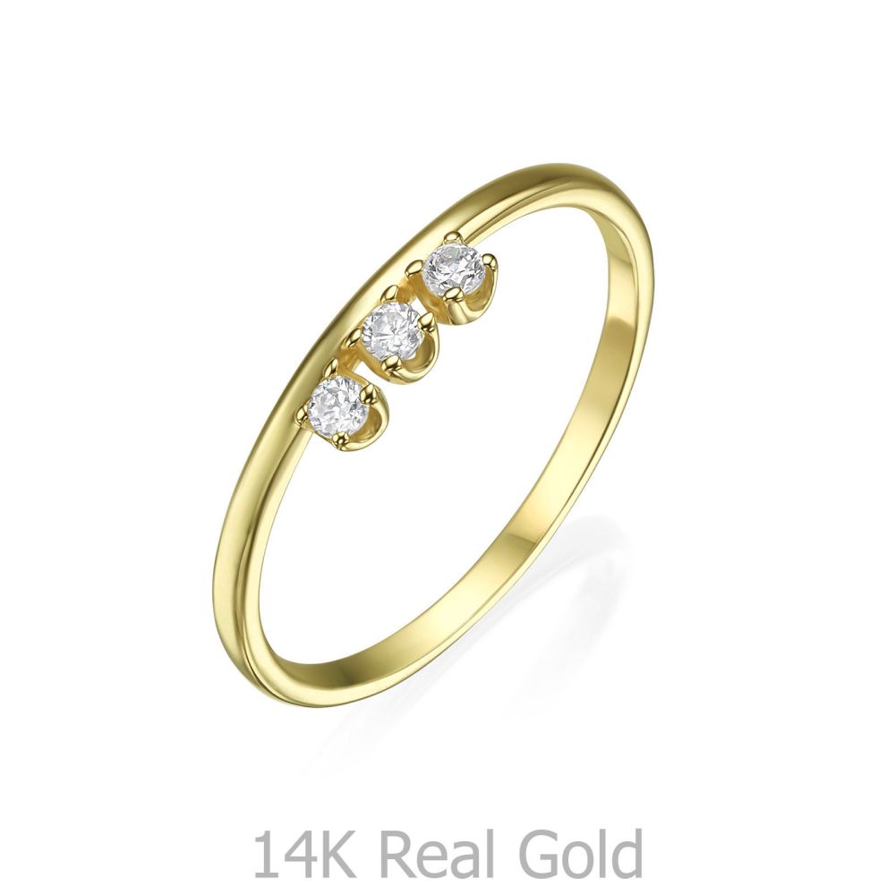 תכשיטי זהב לנשים | טבעת מזהב צהוב 14 קראט - טריניטי