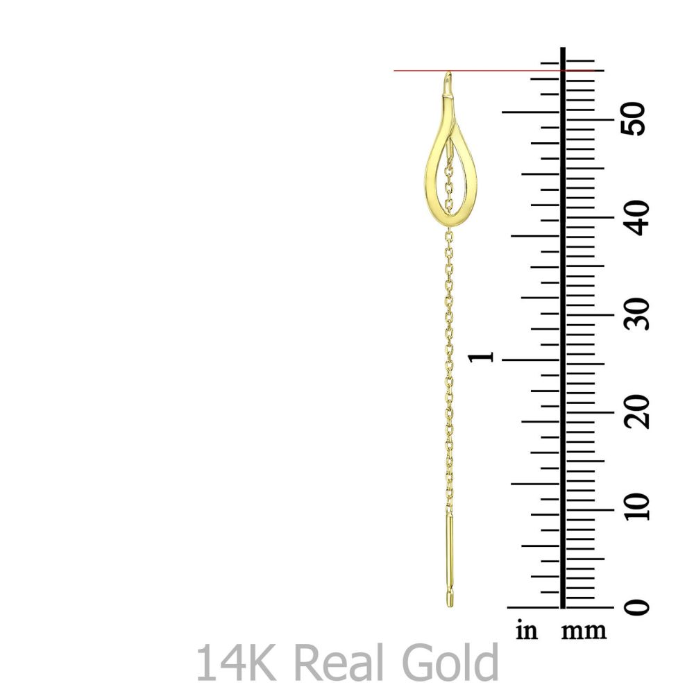 תכשיטי זהב לנשים | עגילים תלויים מזהב צהוב 14 קראט - טיפה