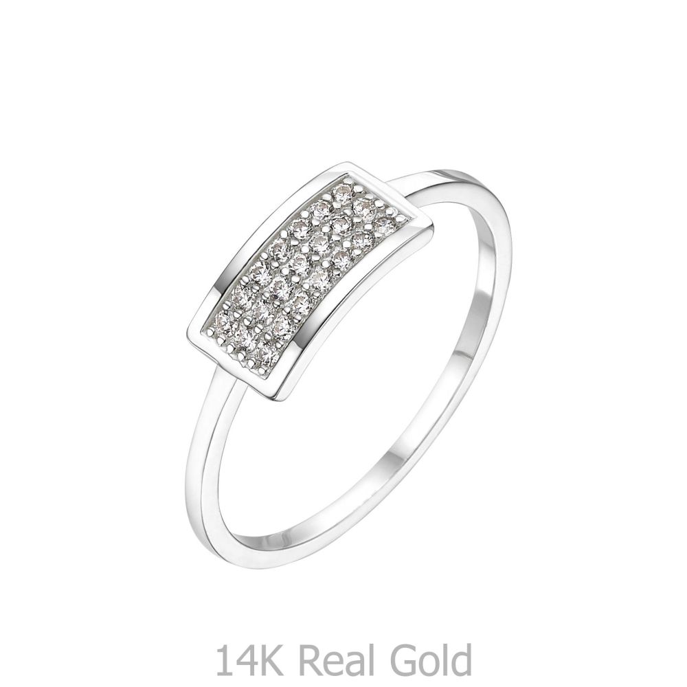 תכשיטי זהב לנשים | טבעת מזהב לבן 14 קראט -   מרלין
