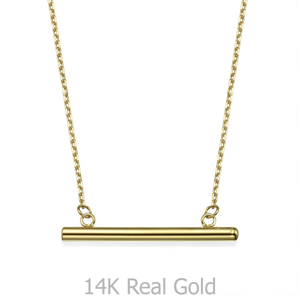 תכשיטי זהב לנשים | תליון ושרשרת מזהב צהוב 14 קראט - צינור זהב
