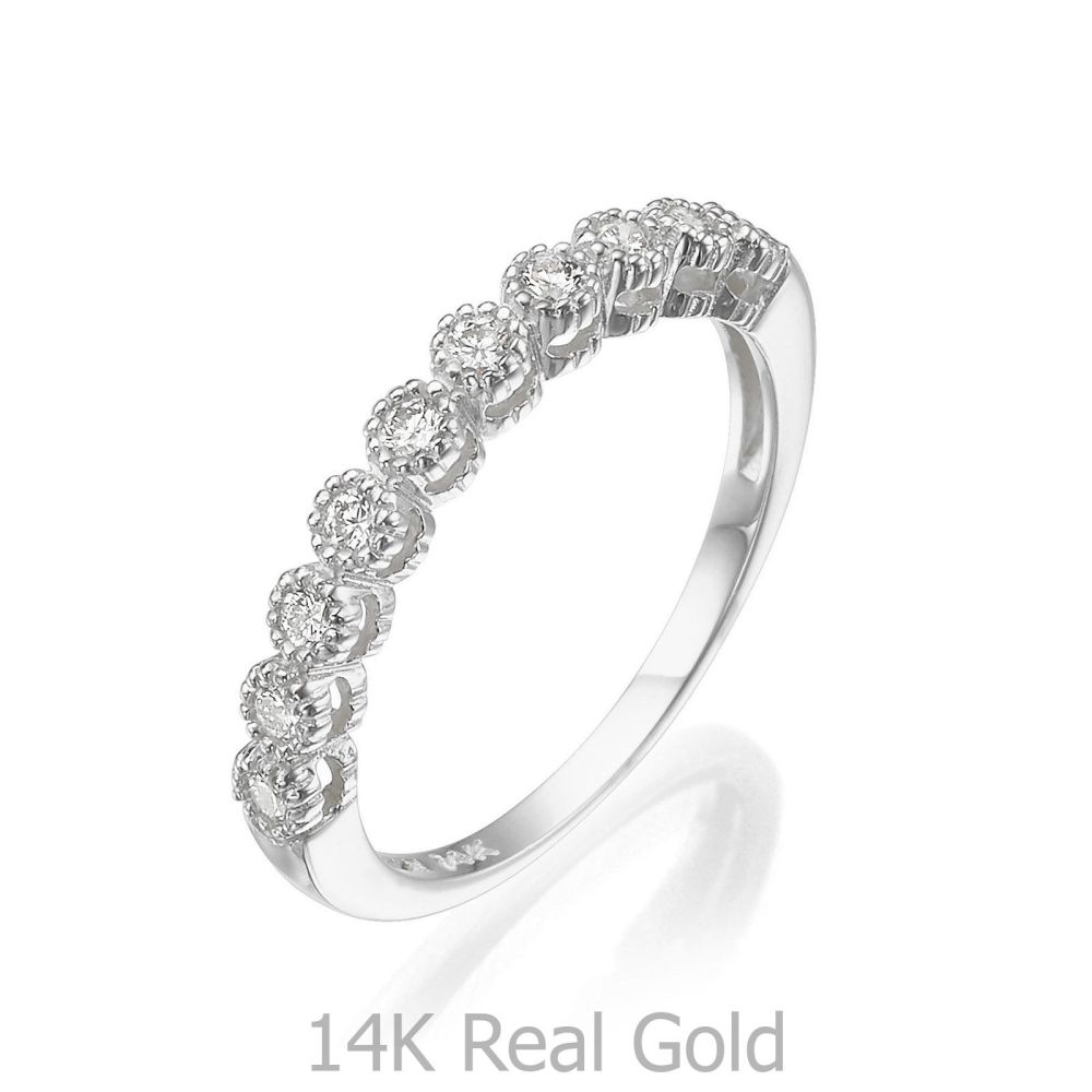 תכשיטי יהלומים | טבעת יהלום מזהב לבן 14 קראט - איזבל