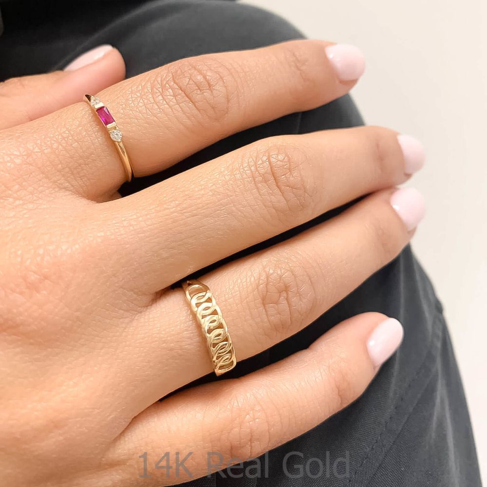 טבעות זהב | טבעת לנשים מזהב צהוב 14 קראט - חוליות עגולות