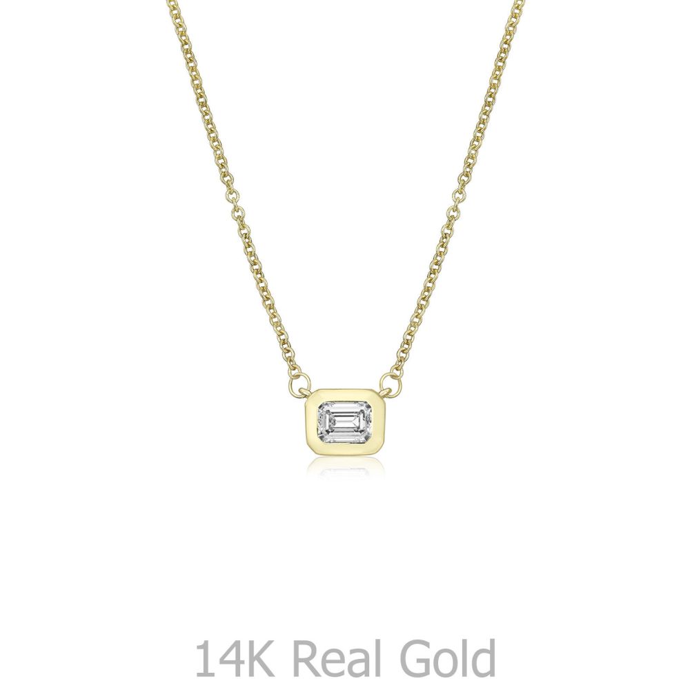 תכשיטי זהב לנשים | תליון ושרשרת יהלומים מזהב צהוב 14 קראט -  אוריון