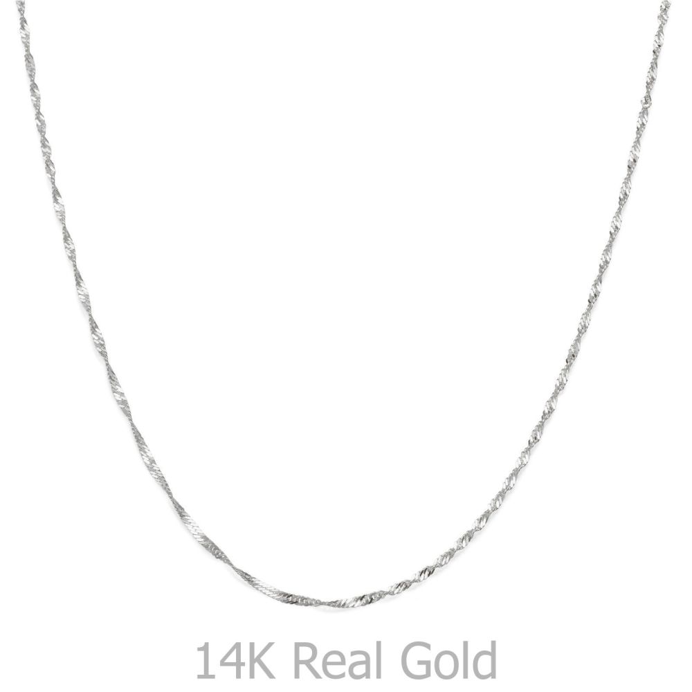 תכשיטים לגבר | שרשרת זהב לבן 14 קראט לגברים, מדגם סינגפור 1.6 מ