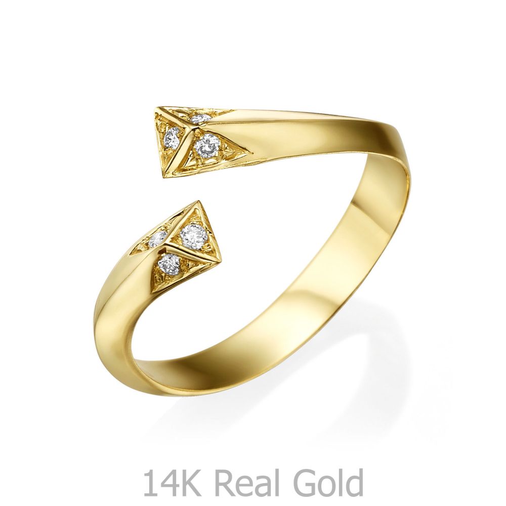 תכשיטי יהלומים | טבעת יהלום מזהב צהוב 14 קראט - אפרודיטה