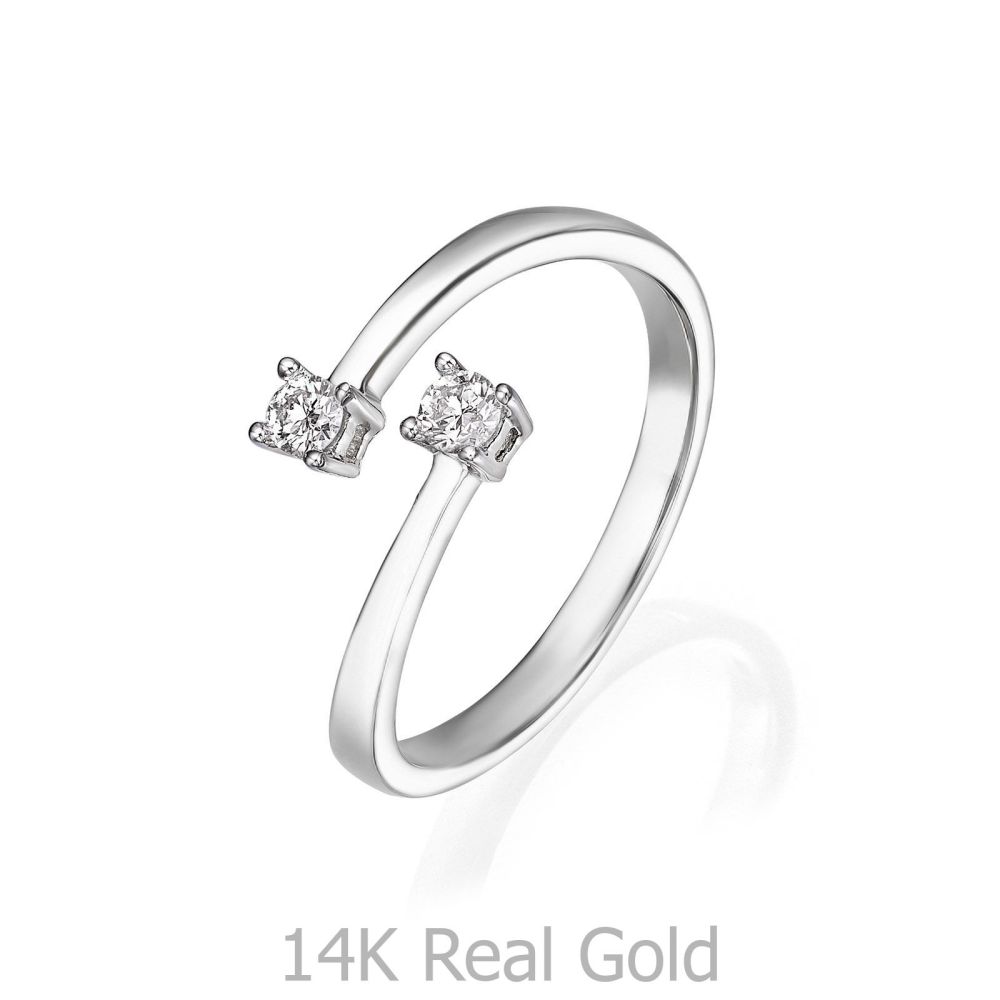 תכשיטי יהלומים | טבעת יהלומים מזהב לבן 14 קראט - ריי