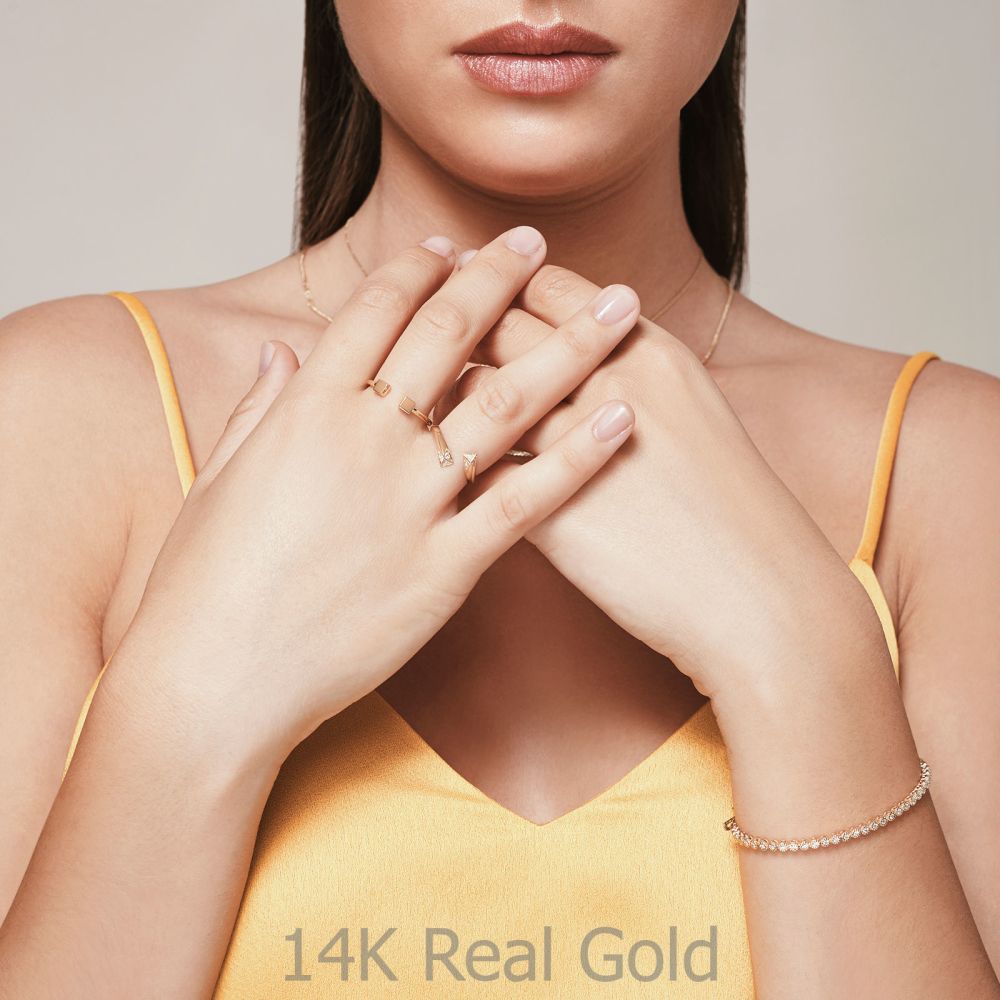 תכשיטי יהלומים | טבעת יהלום מזהב צהוב 14 קראט - אפרודיטה