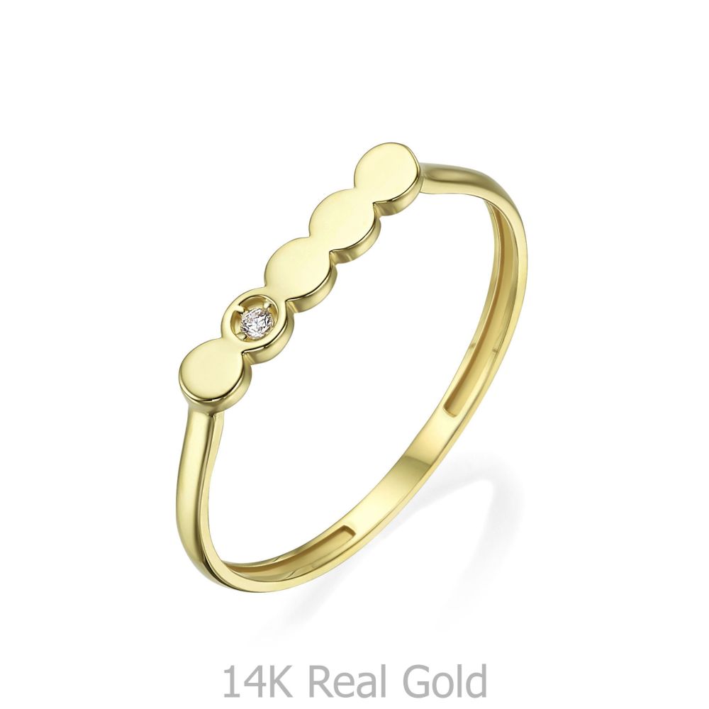 תכשיטי זהב לנשים | טבעת מזהב צהוב 14 קראט -  ניקול