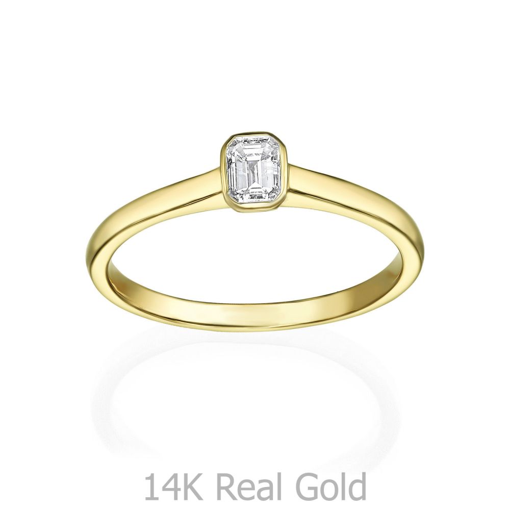 תכשיטי יהלומים | טבעת יהלומים מזהב צהוב 14 קראט - סקיי