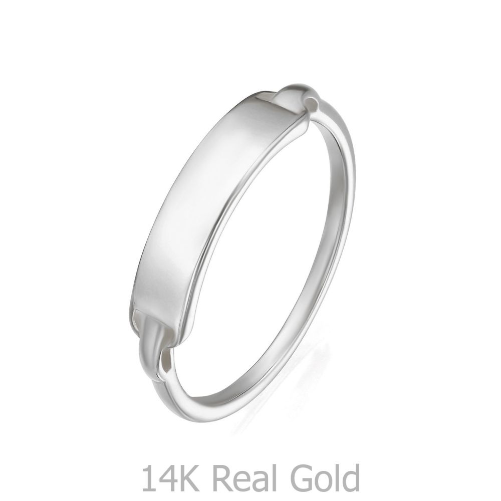 תכשיטי זהב לנשים | טבעת מזהב לבן 14 קראט - חותם מדריד