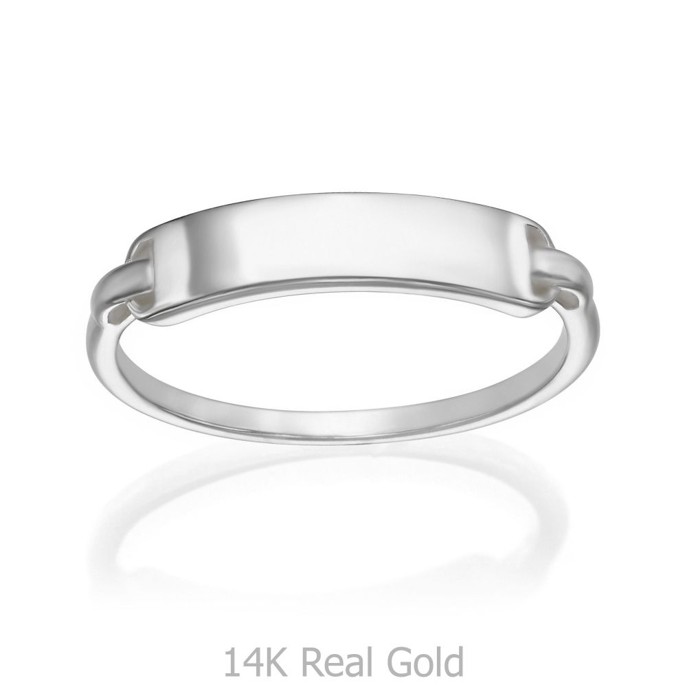 תכשיטי זהב לנשים | טבעת מזהב לבן 14 קראט - חותם מדריד