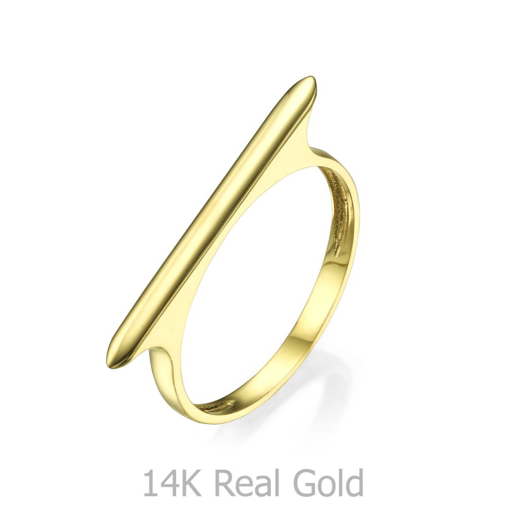 תכשיטי זהב לנשים | טבעת מזהב צהוב 14 קראט - פס