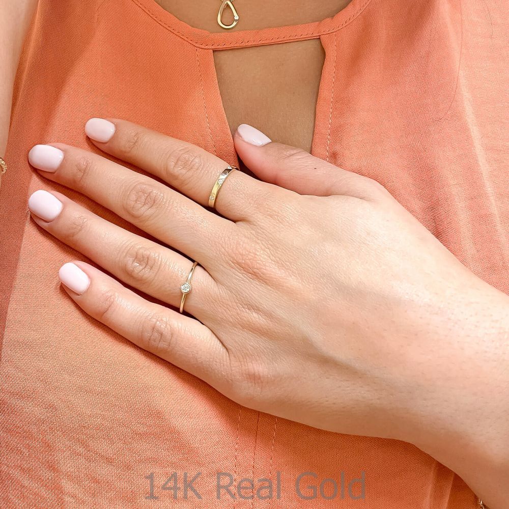 טבעות זהב | טבעת לנשים מזהב צהוב 14 קראט - ברין