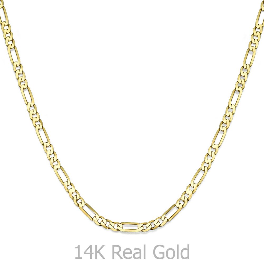 שרשראות זהב | שרשרת זהב צהוב 14 קראט לנשים, מדגם פיגרו 3.06 מ''מ עובי, 50 ס