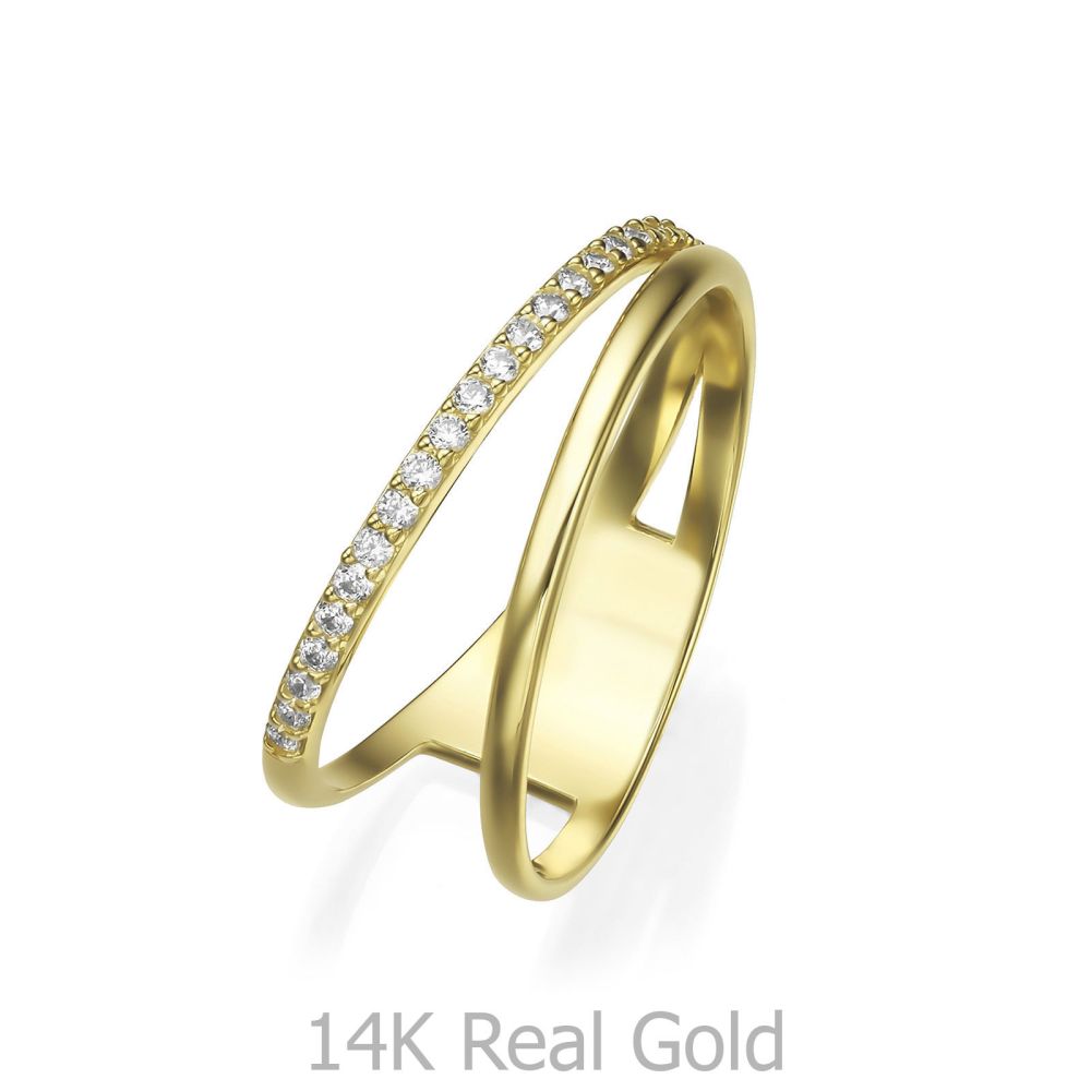 טבעות זהב | טבעת לנשים מזהב צהוב 14 קראט - ריינה