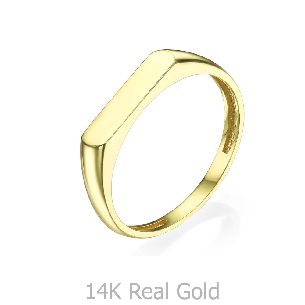 טבעות זהב | טבעת לנשים מזהב צהוב 14 קראט - חותם קלאסית עבה