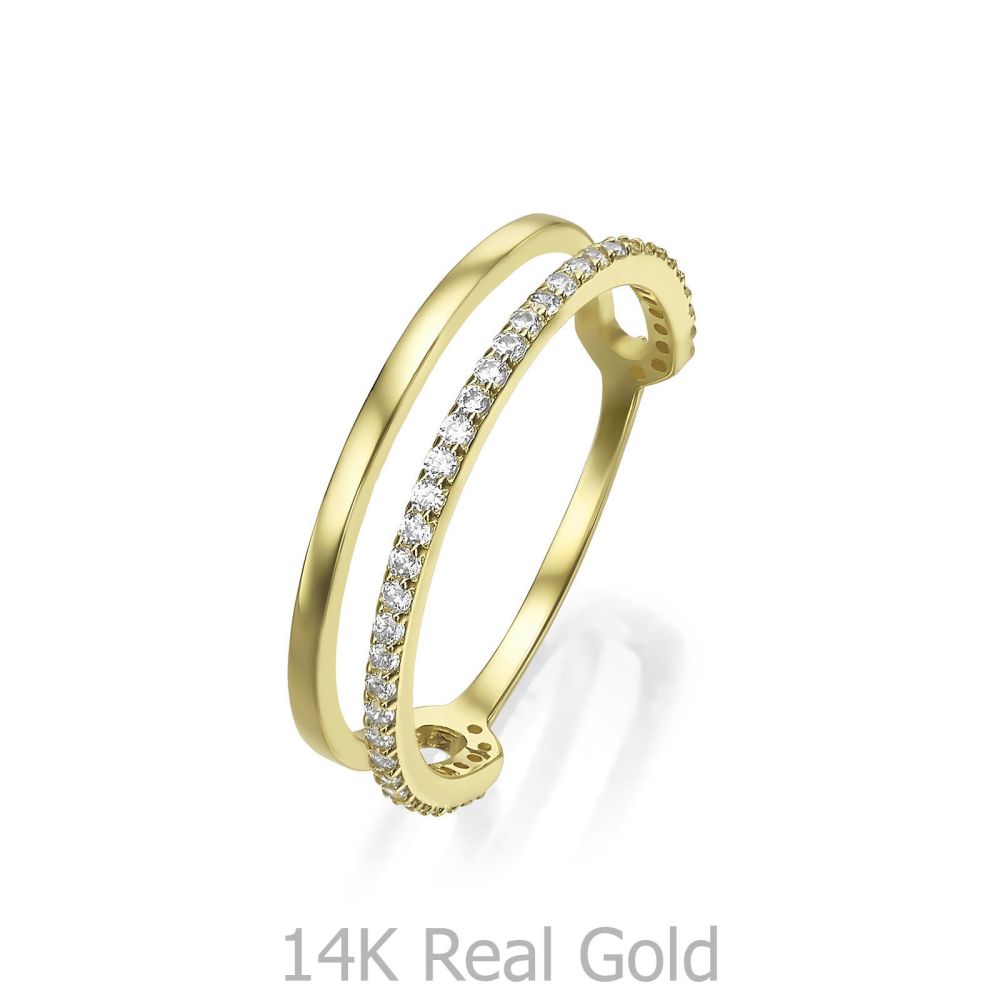 טבעות זהב | טבעת לנשים מזהב צהוב 14 קראט -  קמילה