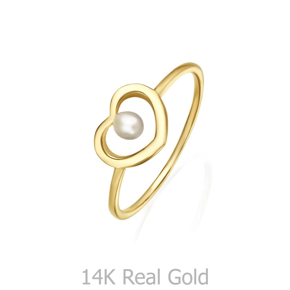 טבעות זהב | טבעת לב לאישה מזהב צהוב 14 קראט - לב נינה
