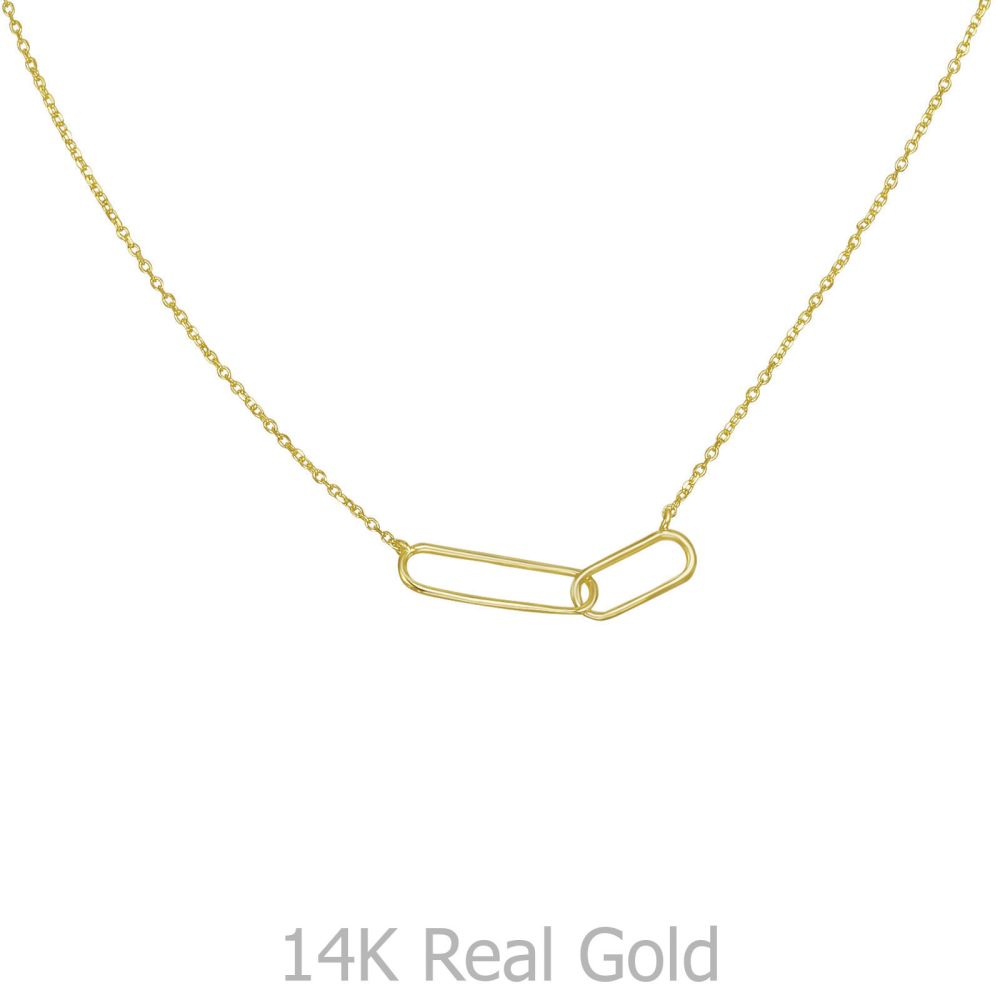 תליוני זהב | תליון ושרשרת מזהב צהוב 14 קראט - שני אטבים