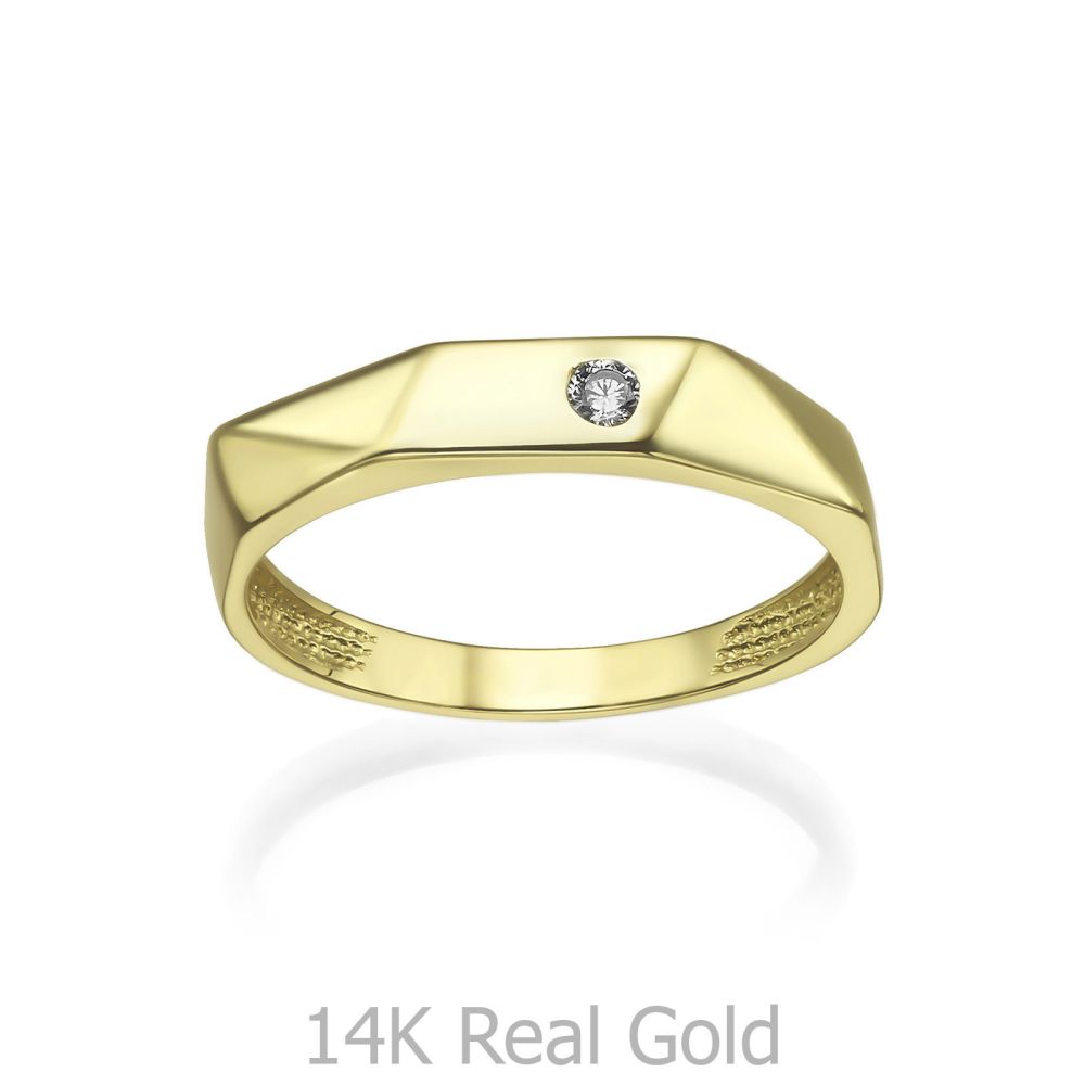טבעות זהב | טבעת לנשים מזהב צהוב 14 קראט -  לוסיה