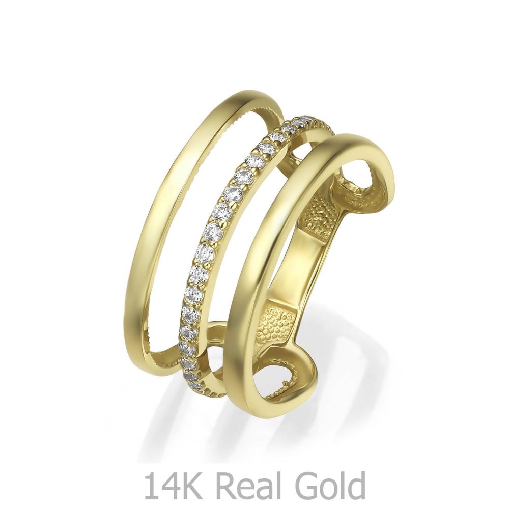 טבעות זהב | טבעת לנשים מזהב צהוב 14 קראט - בלינדה 