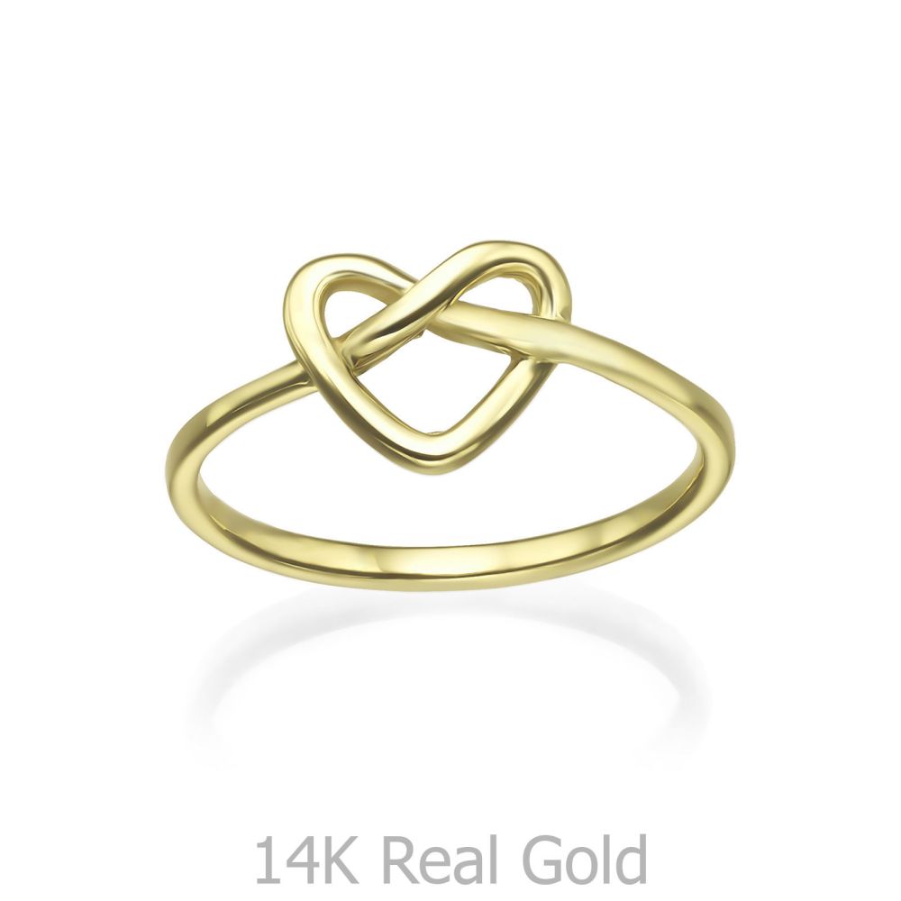 טבעות זהב | טבעת לנשים מזהב צהוב 14 קראט -  קשר לב