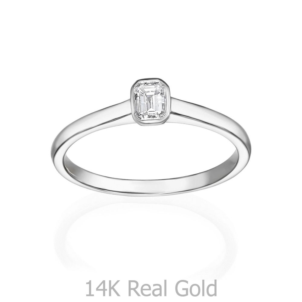 תכשיטי יהלומים | טבעת יהלומים מזהב לבן 14 קראט - סקיי