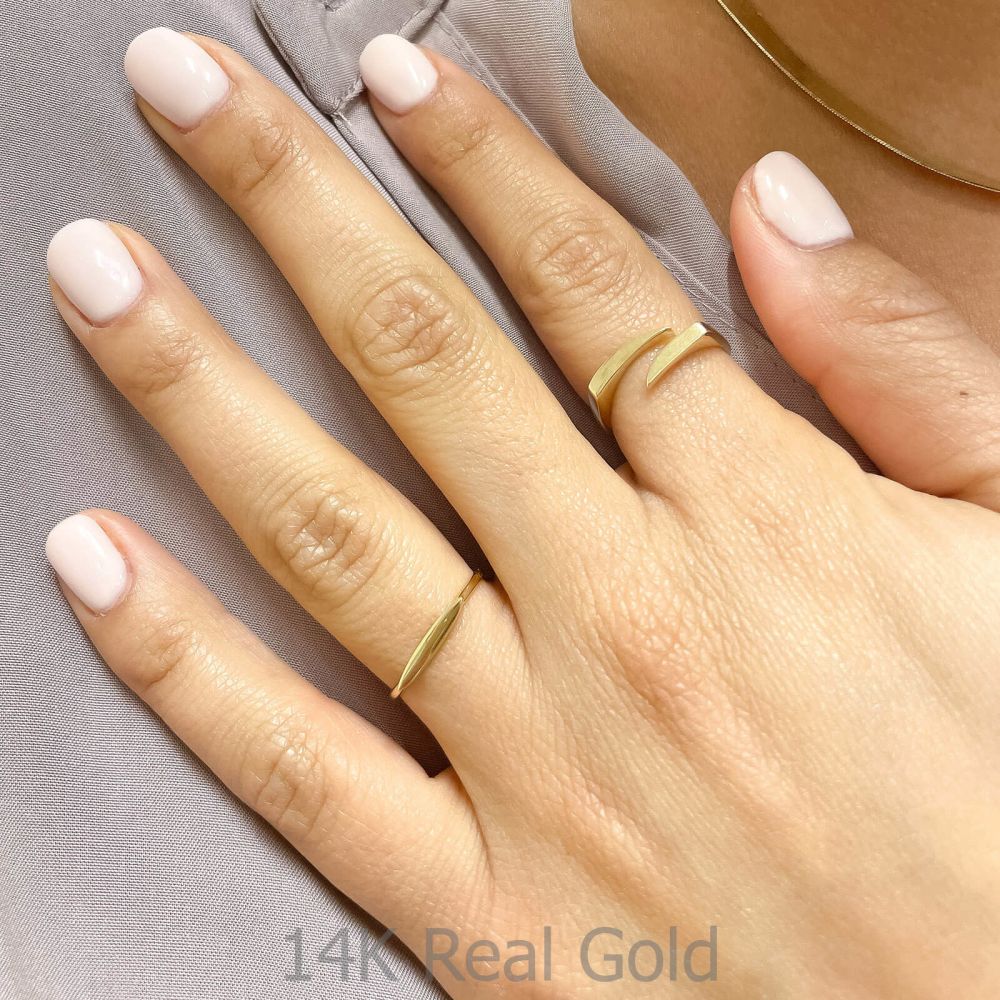 טבעות זהב | טבעת לנשים מזהב צהוב 14 קראט - חותם צר