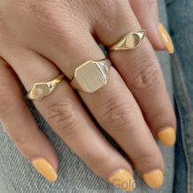 טבעת מזהב צהוב 14 קראט - חותם לב מנצנץ