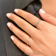 טבעת לנשים מזהב צהוב 14 קראט - פנלופי כחולה