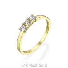 טבעת מזהב צהוב 14 קראט - לורן